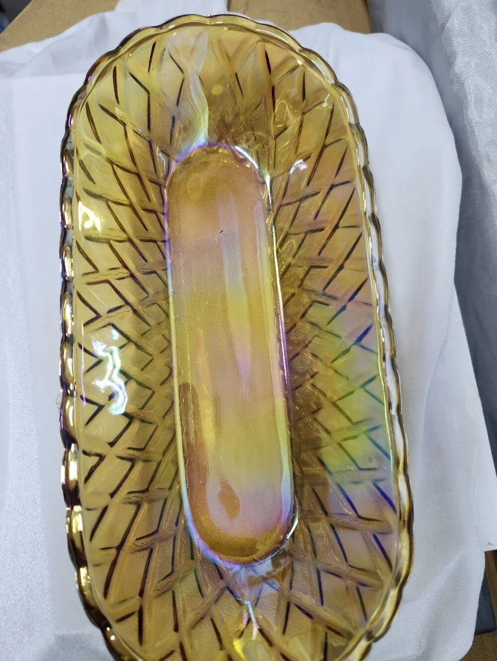 vintage amber glass dish